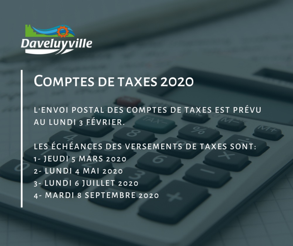 Envoi des comptes de taxes et échéances