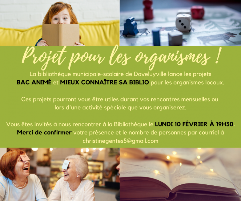 Projet pour les organismes à la bibliothèque !