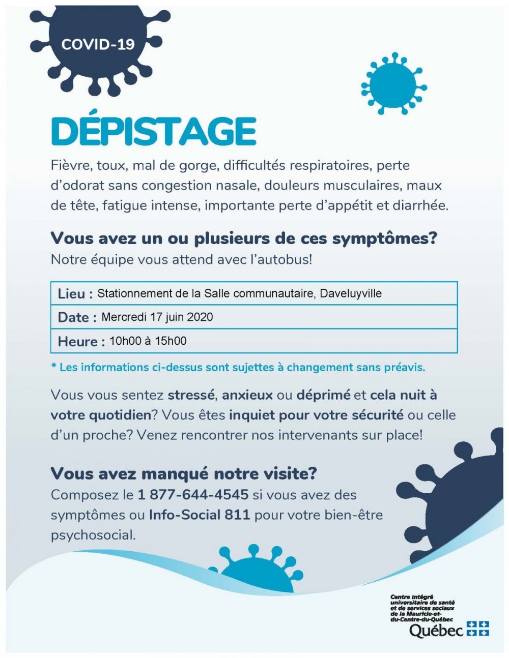 Clinique de dépistage mobile COVID-19