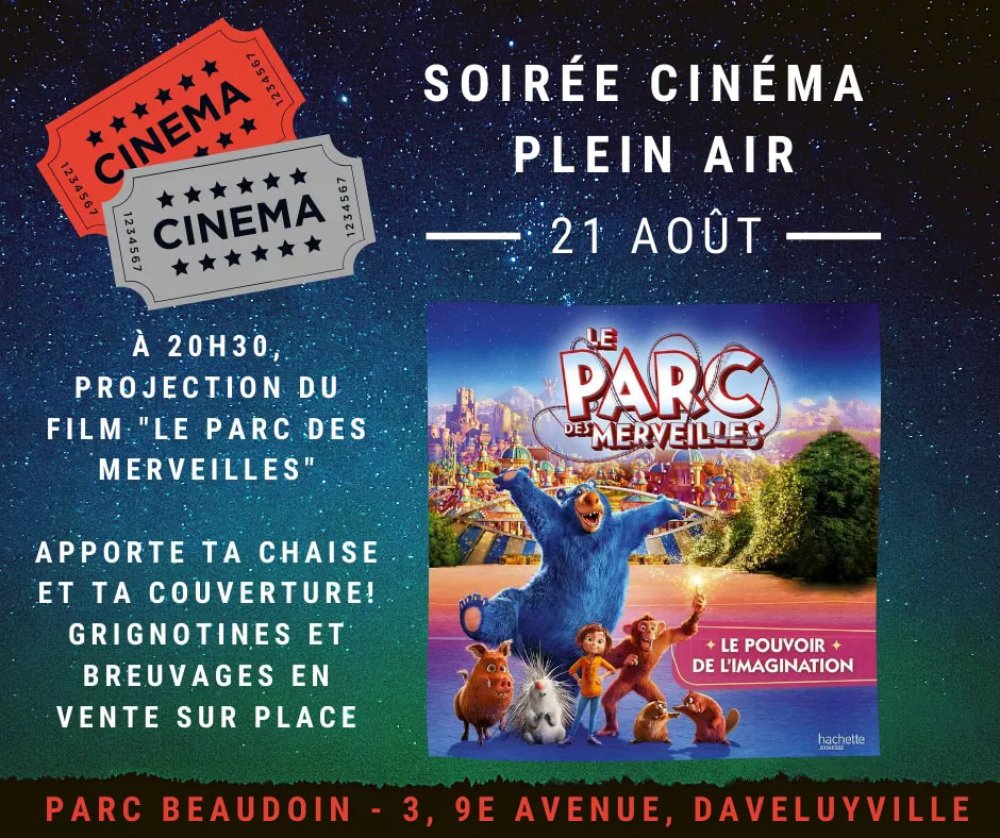 Projection extérieure du film "Le Parc des merveilles"