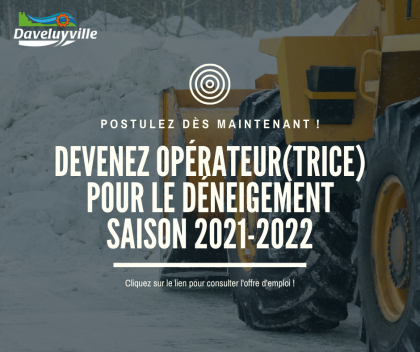 Offre d'emploi - Opérateur(trice) pour le déneigement - Saison 2021-2022